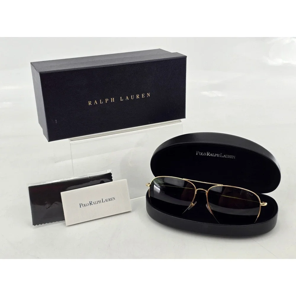 Polo Ralph Lauren Sunglasses Mens 62mm Shiny Gold Bottle Green PH3148 - New